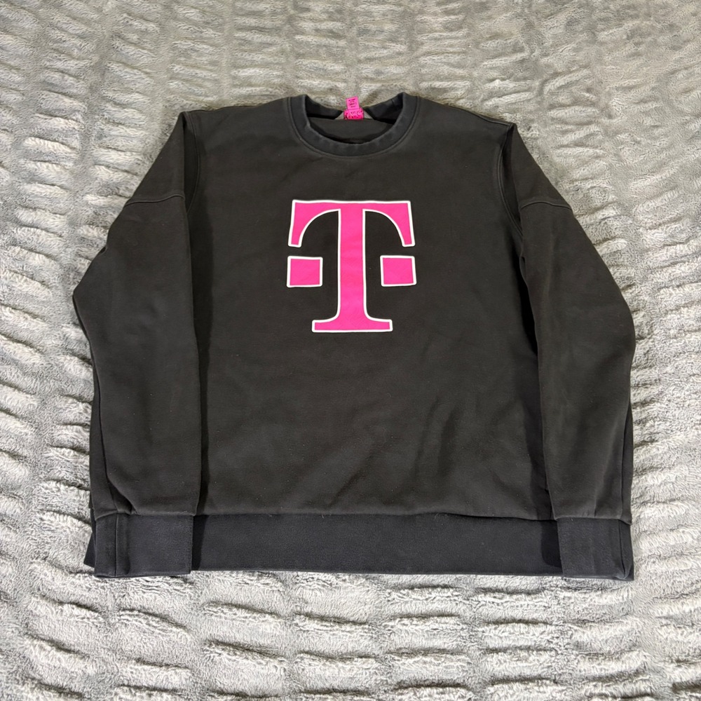 T-Mobile Mens Small Black Magenta Logo Graphic Crewneck Sweatshirt AT220